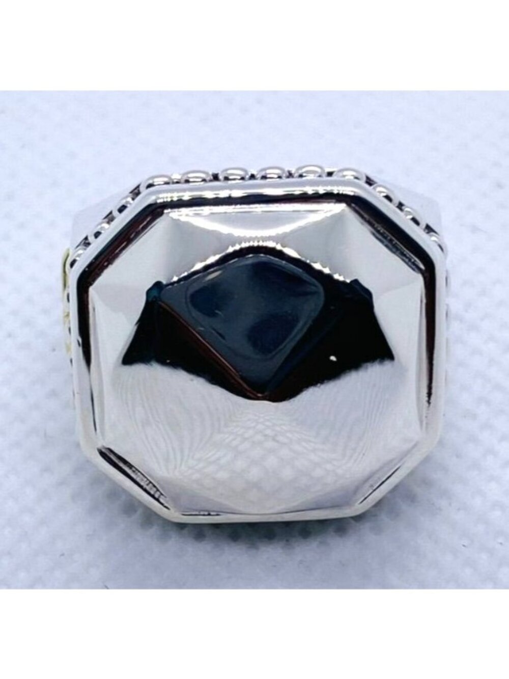 Lagos Caviar Faceted Sterling Silver 925 Ring Size 7 18K 750